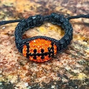 Swarovski Orange and Black Crystal Adjustable Football Ring